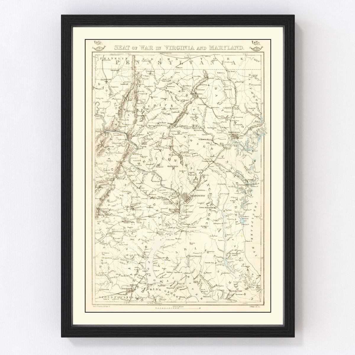 Virginia Vintage Map 1863