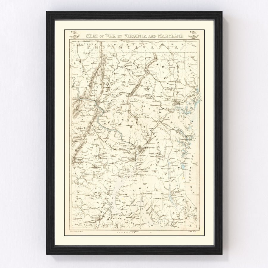 Virginia Vintage Map 1863