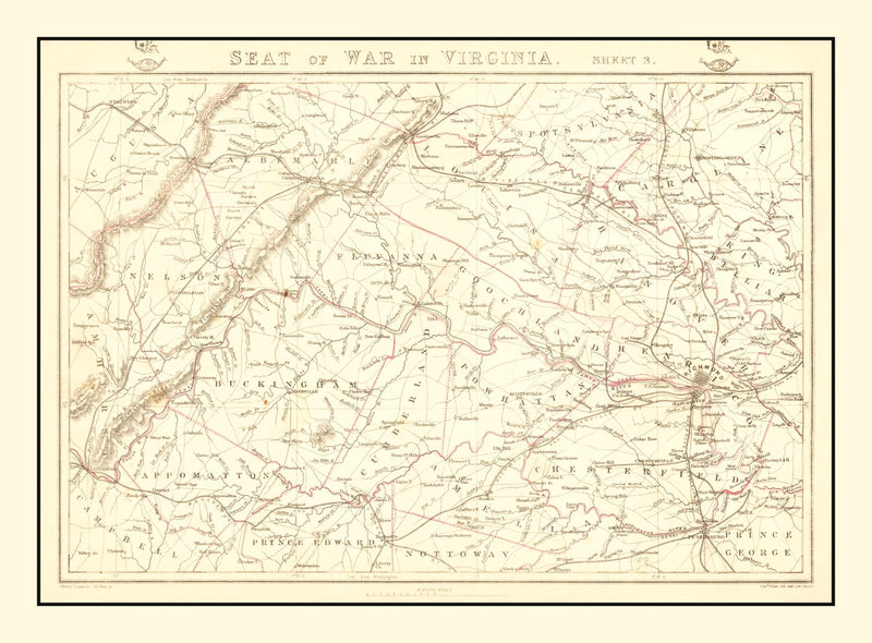 Size comparison using Vintage Map of the Seat of War in Virginia 1863