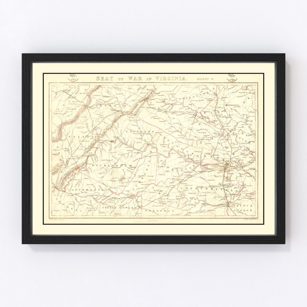 Virginia Vintage Map 1863