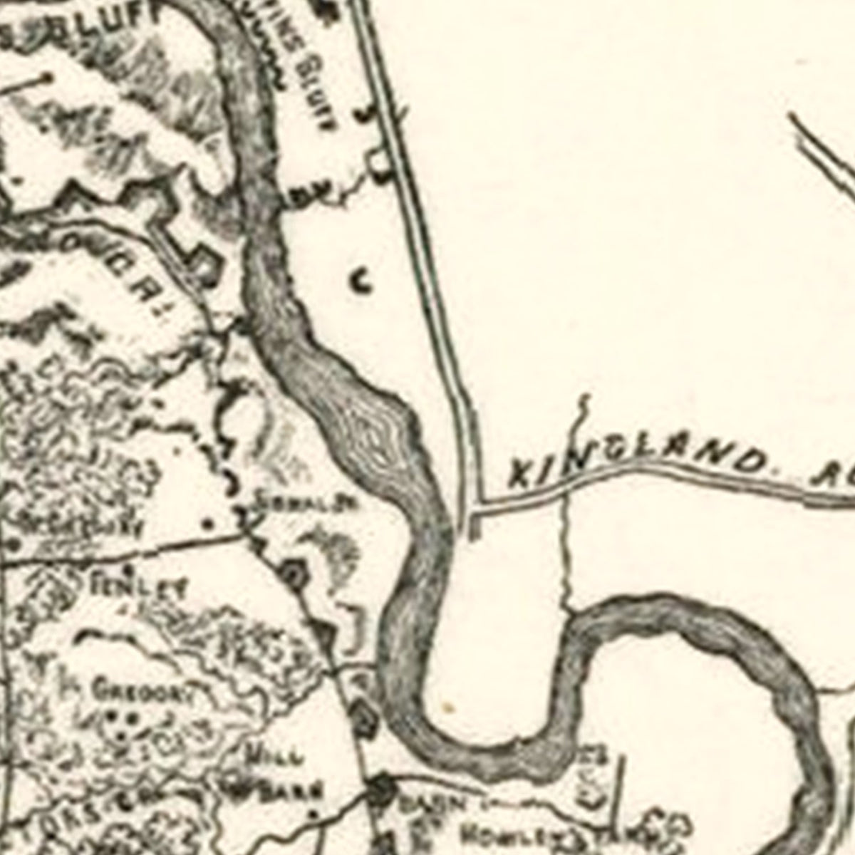 Restored historic details from the 1864 region map of County, Virginia