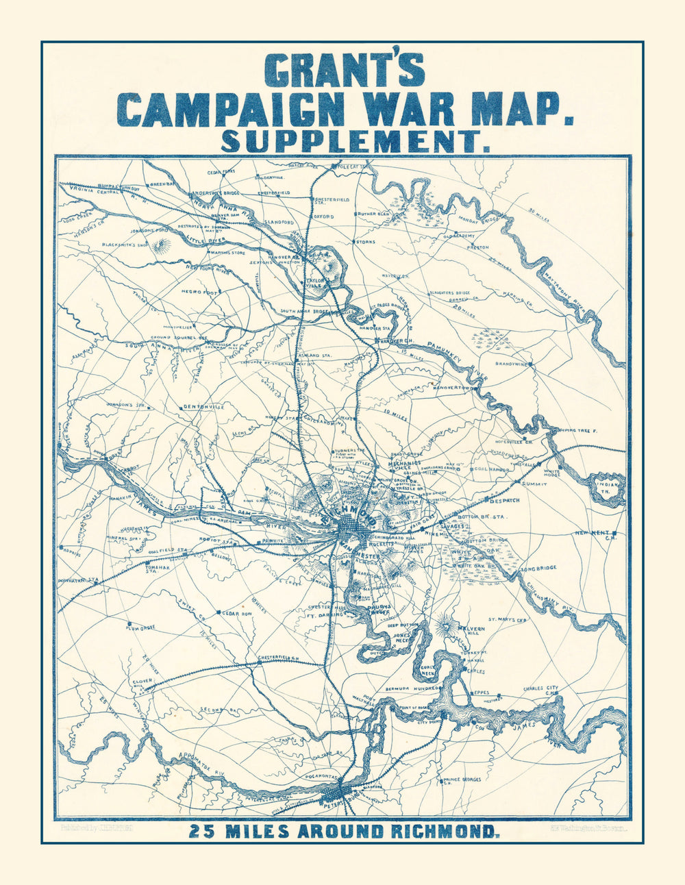 Vintage Nashville Battlefields Map 1866 print style example