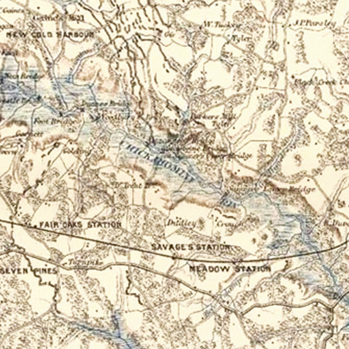 Restored historic details from the 1874 region map of County, Virginia