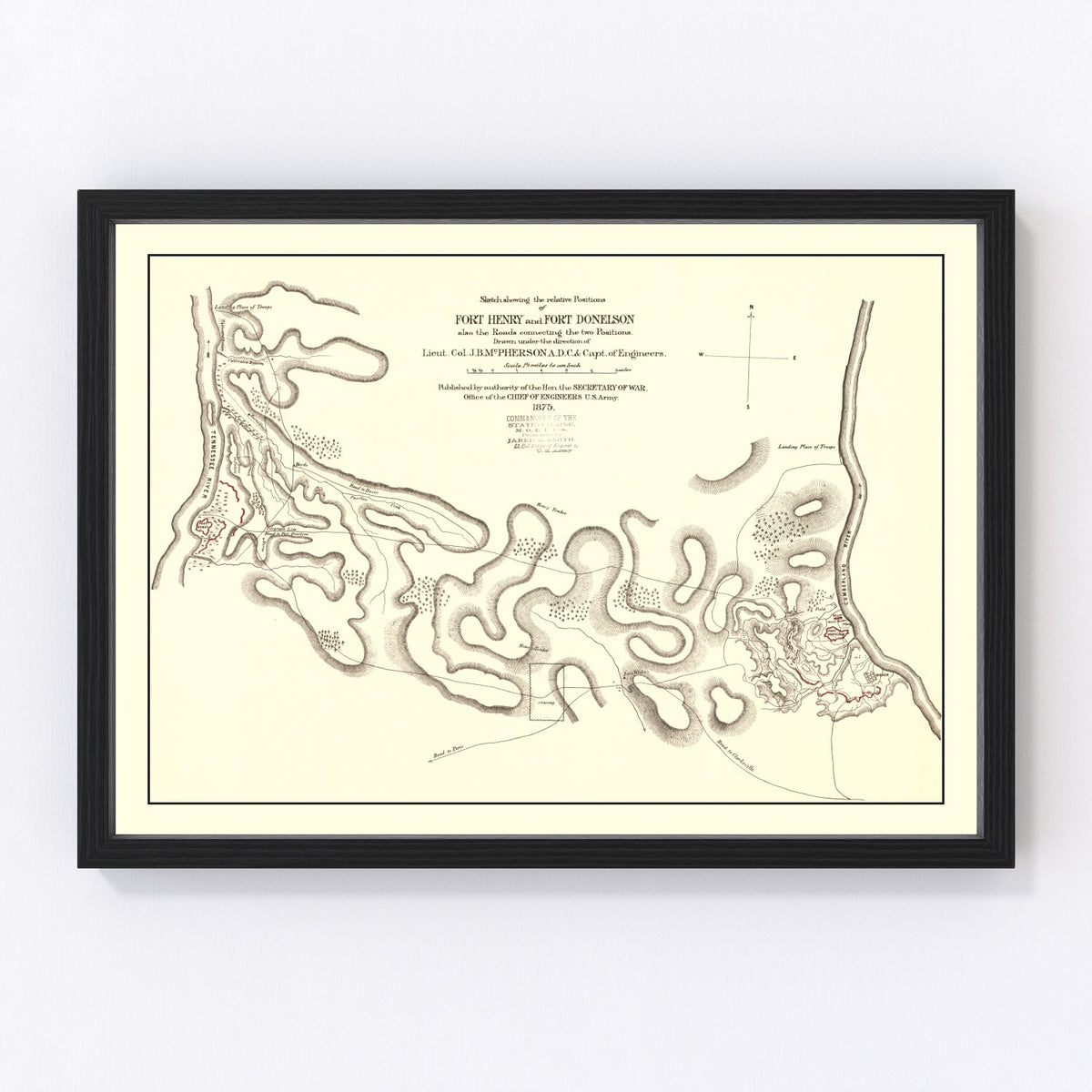 Fort Henry Vintage Map 1875
