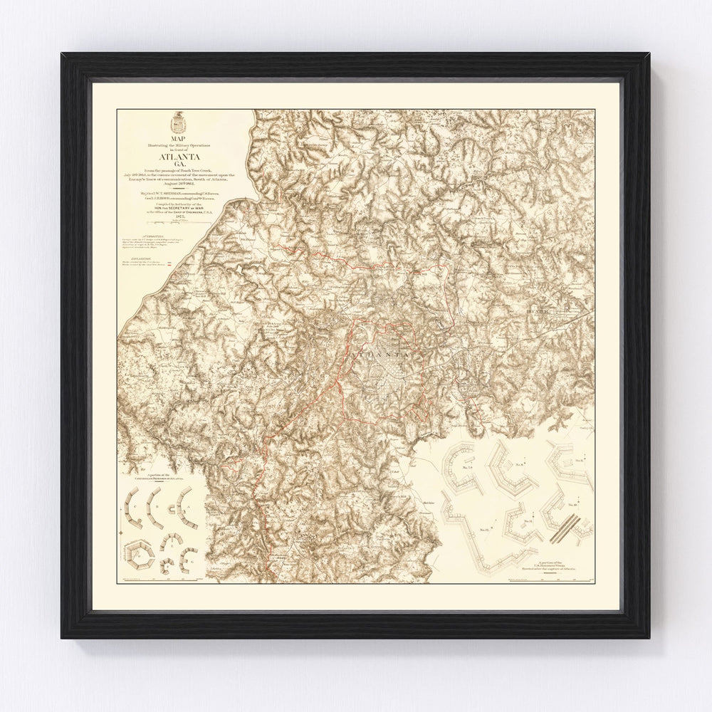 Atlanta Vintage Map 1875