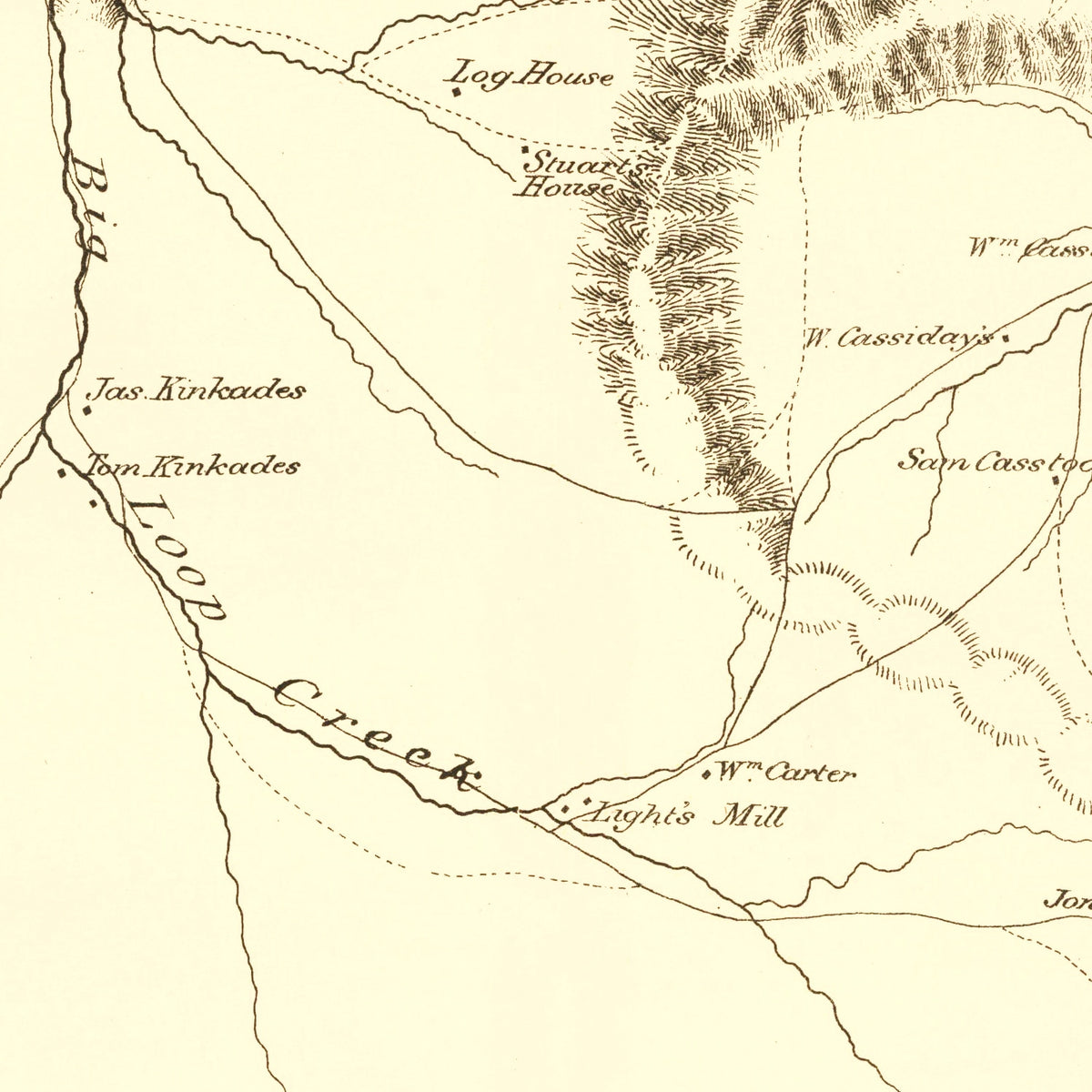 Restored historic details from the 1879 region map of County, West Virginia