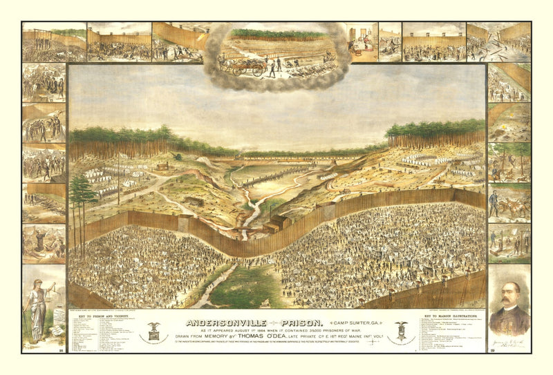 Size comparison using Vintage Andersonville Prison Map 1885