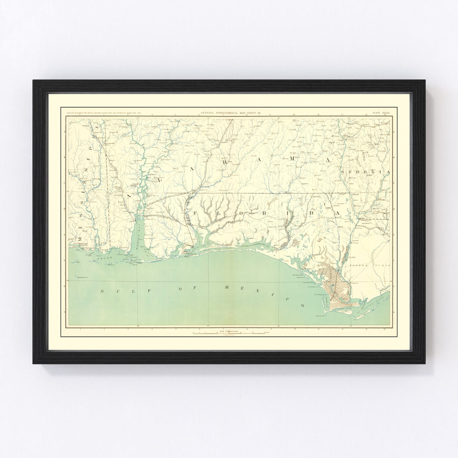 Gulf Coast Vintage Map 1893