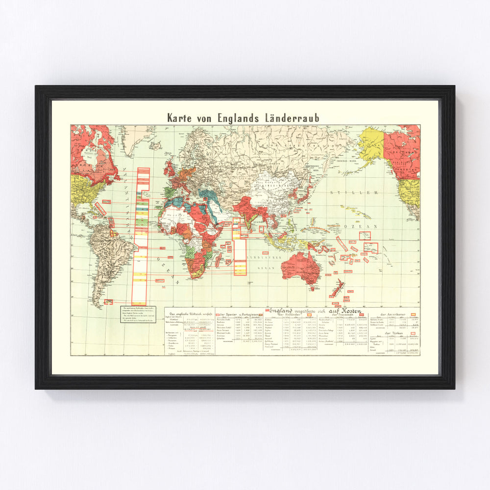 England Vintage Map 1914