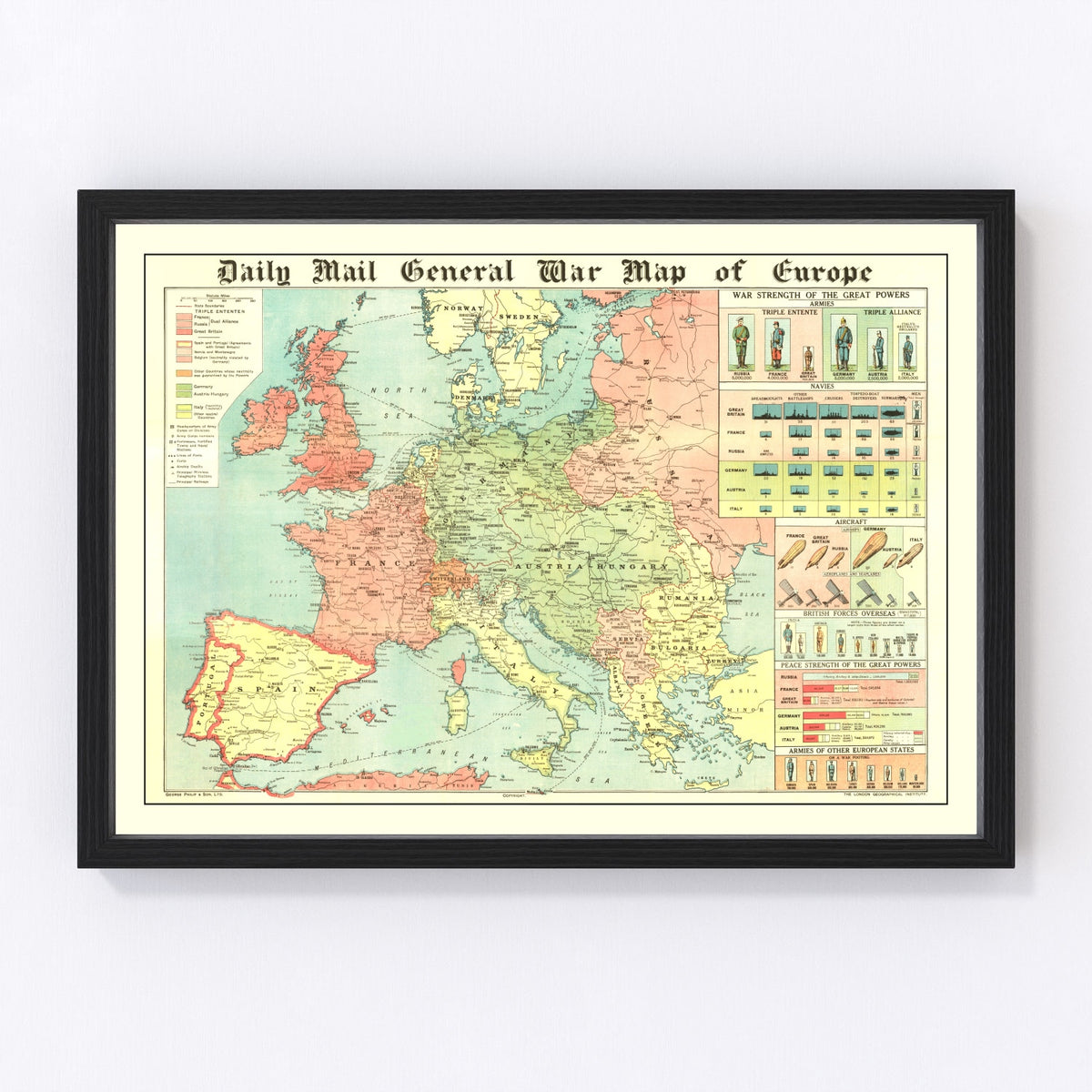 Europe Vintage Map 1914