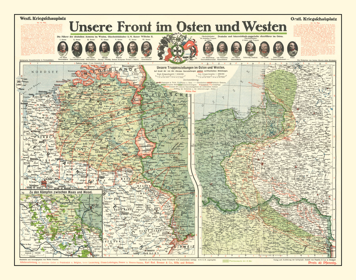 Preview of Vintage German Front in World War I Map 1915