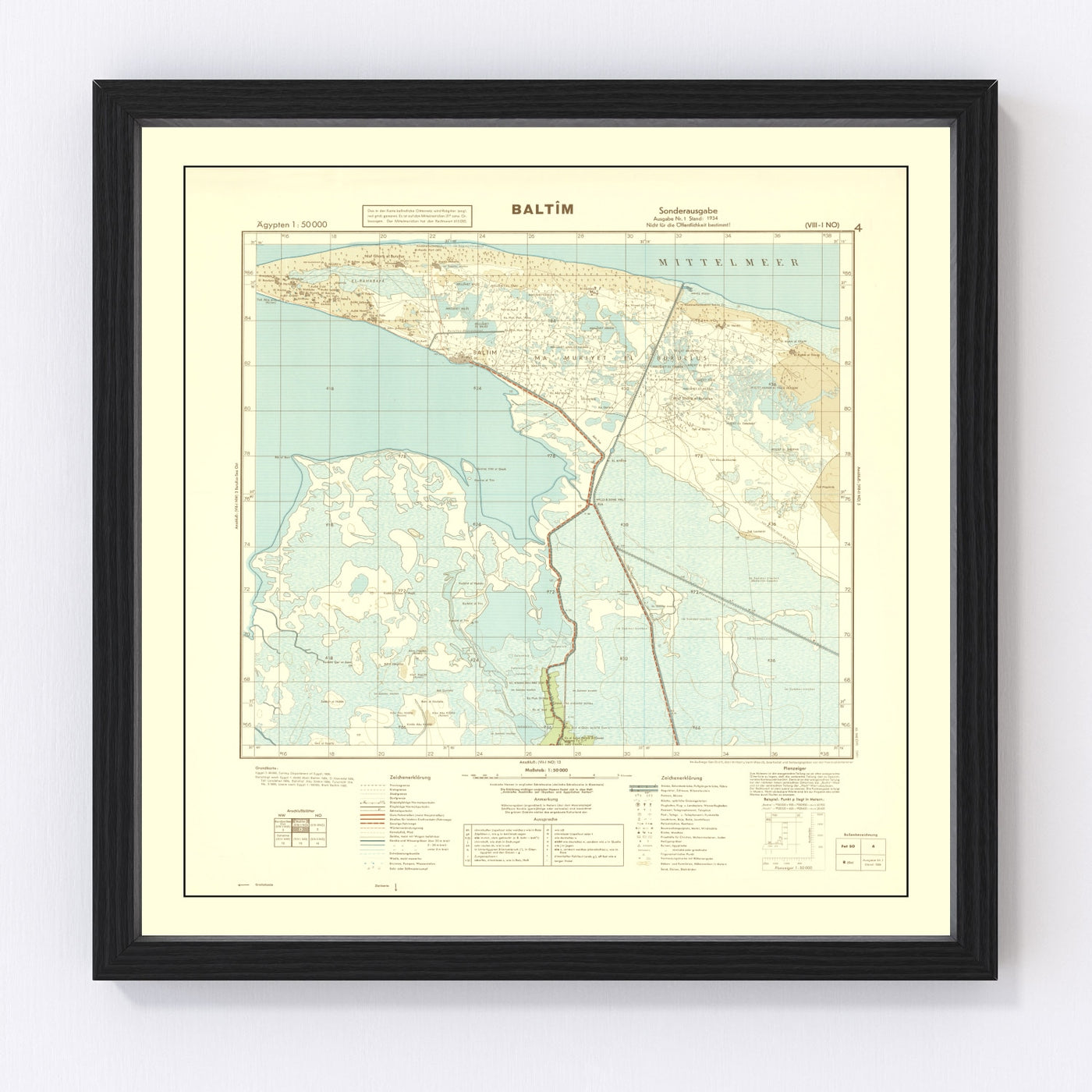Egypt Vintage Map 1934