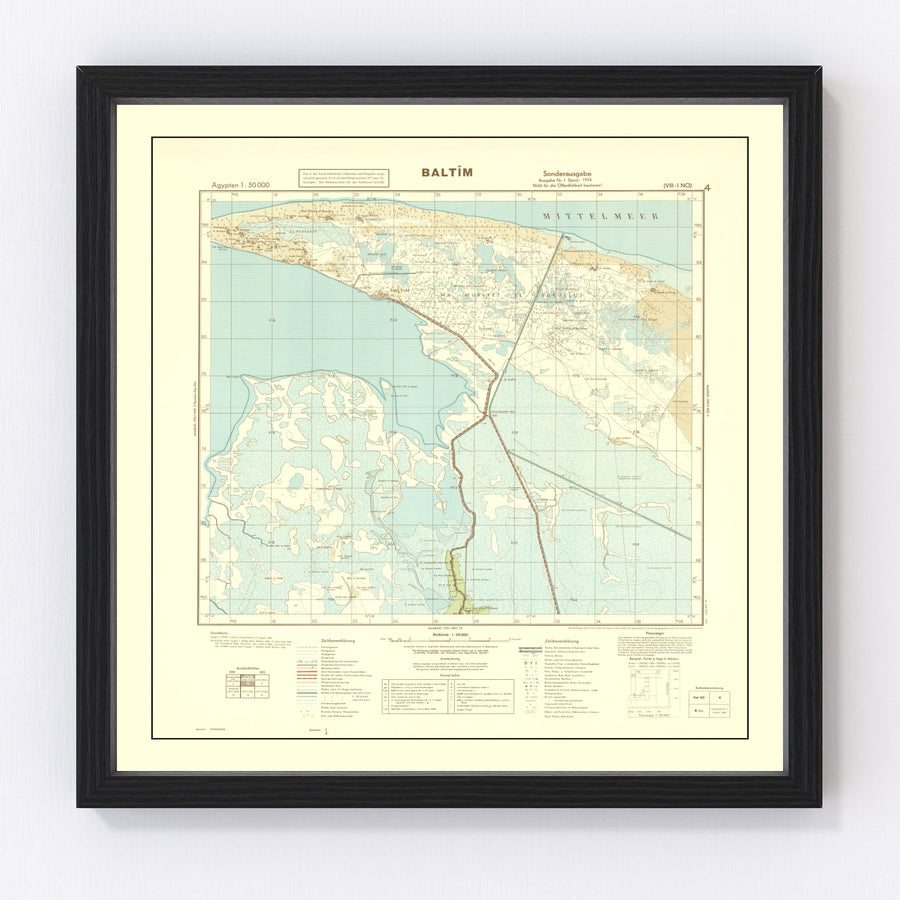 Vintage World War II Egypt Map 1934