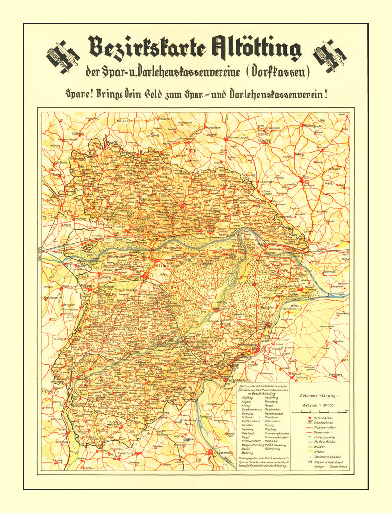 Size comparison using Vintage World War II Nazism Map 1934
