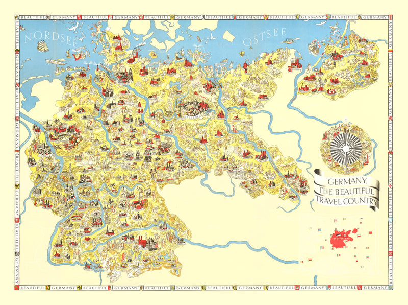 Size comparison using Vintage Map of Germany 1935