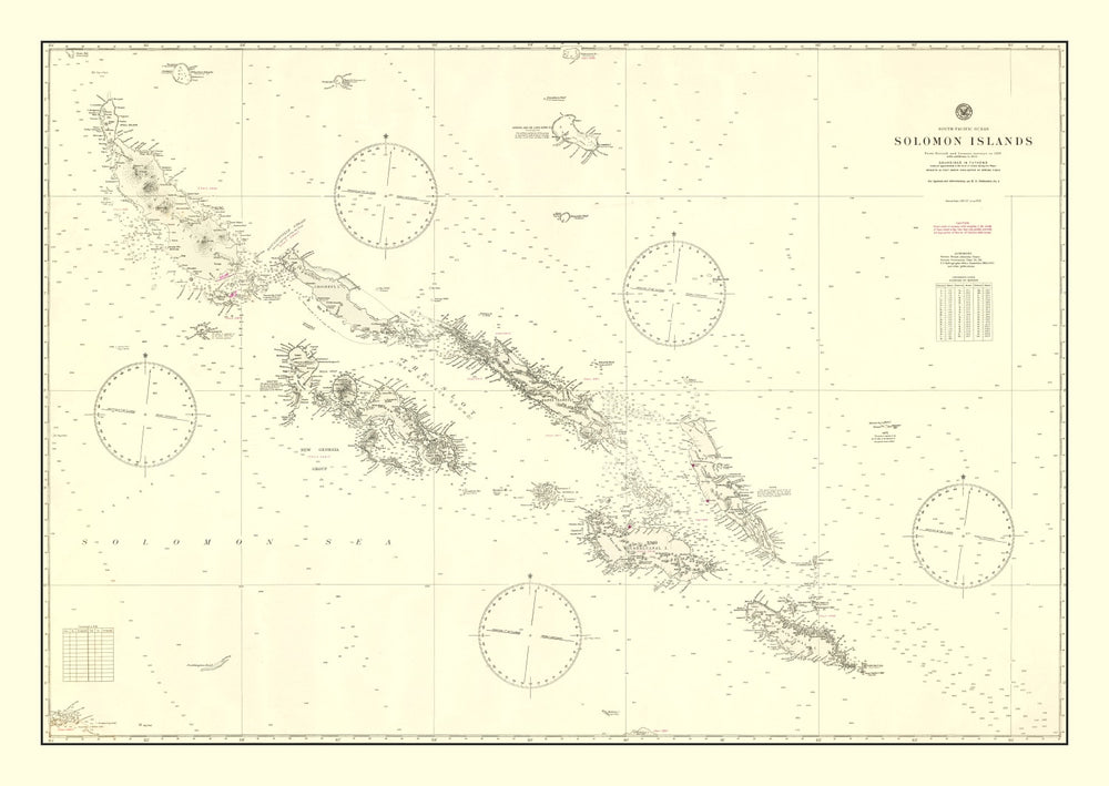 Vintage Solomon Islands Map 1944 print style example