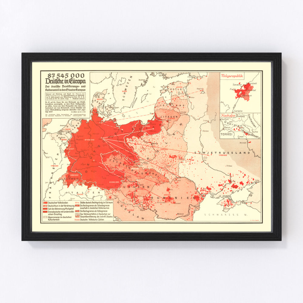 Europe Vintage Map 1938