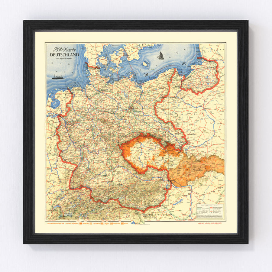Germany Vintage Map 1938