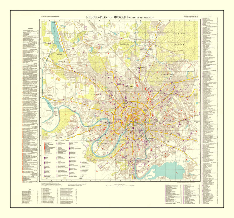 Size comparison using Vintage Moscow World War II Map 1941