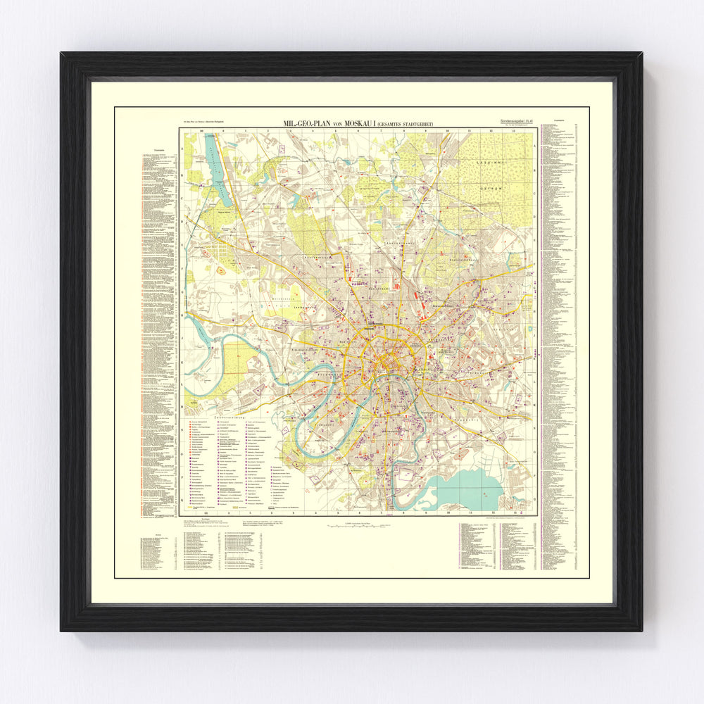 Moscow Vintage Map 1941