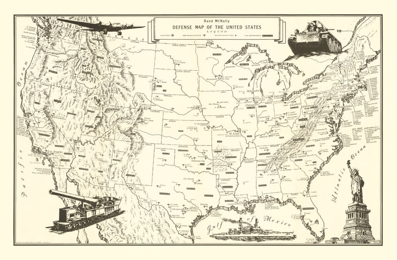 Size comparison using Vintage Defense Map of the United States 1941
