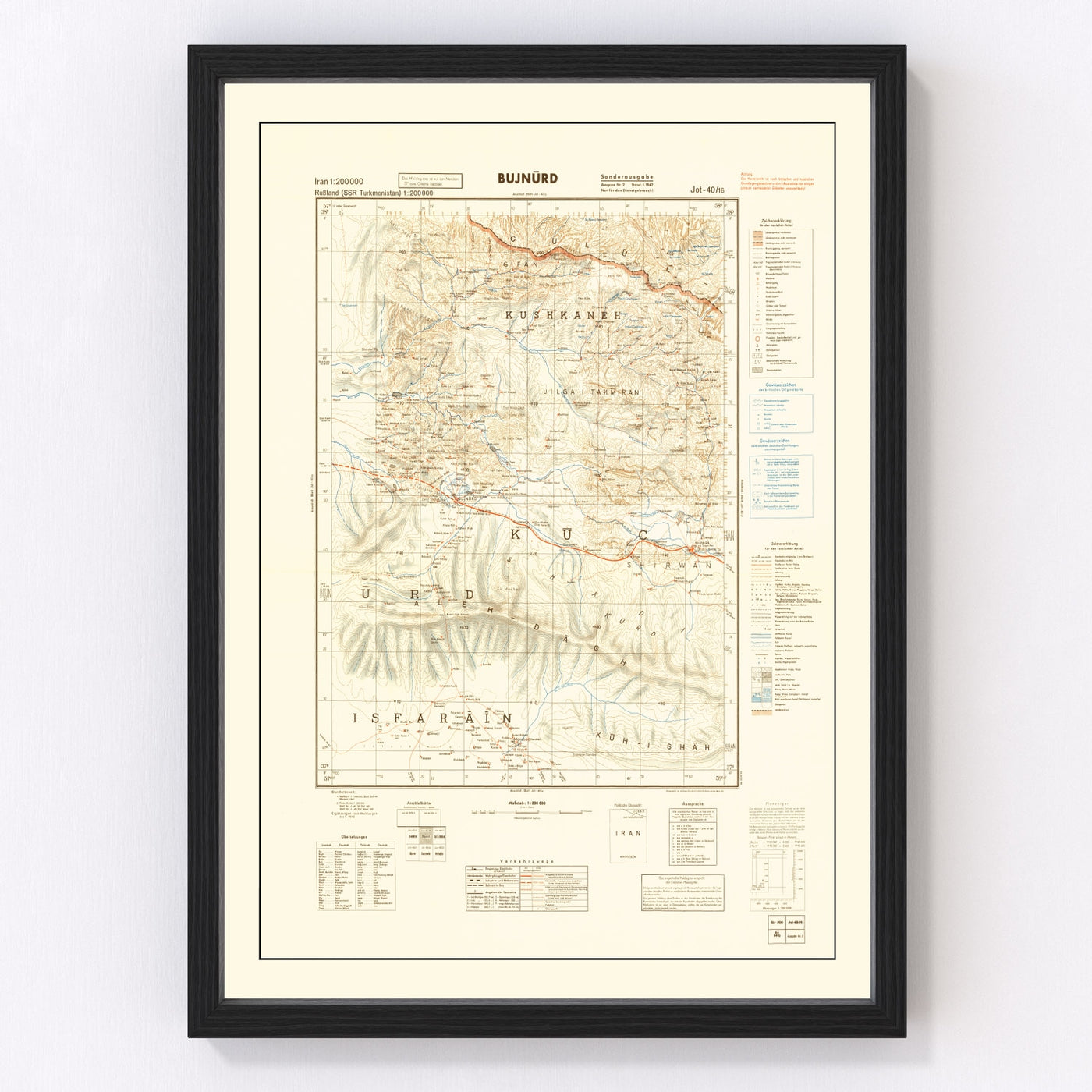 Iran Vintage Map 1942