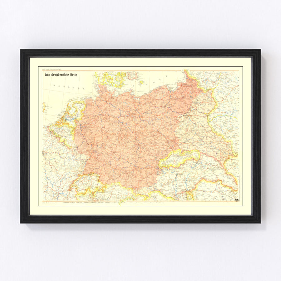 Vintage Germany World War II Map 1942