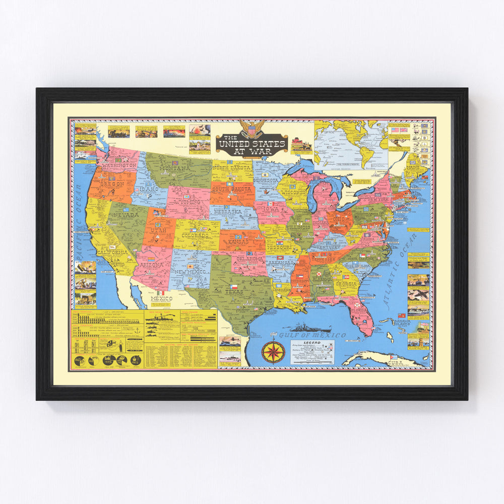 United States Vintage Map 1943