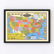 United States Vintage Map 1943