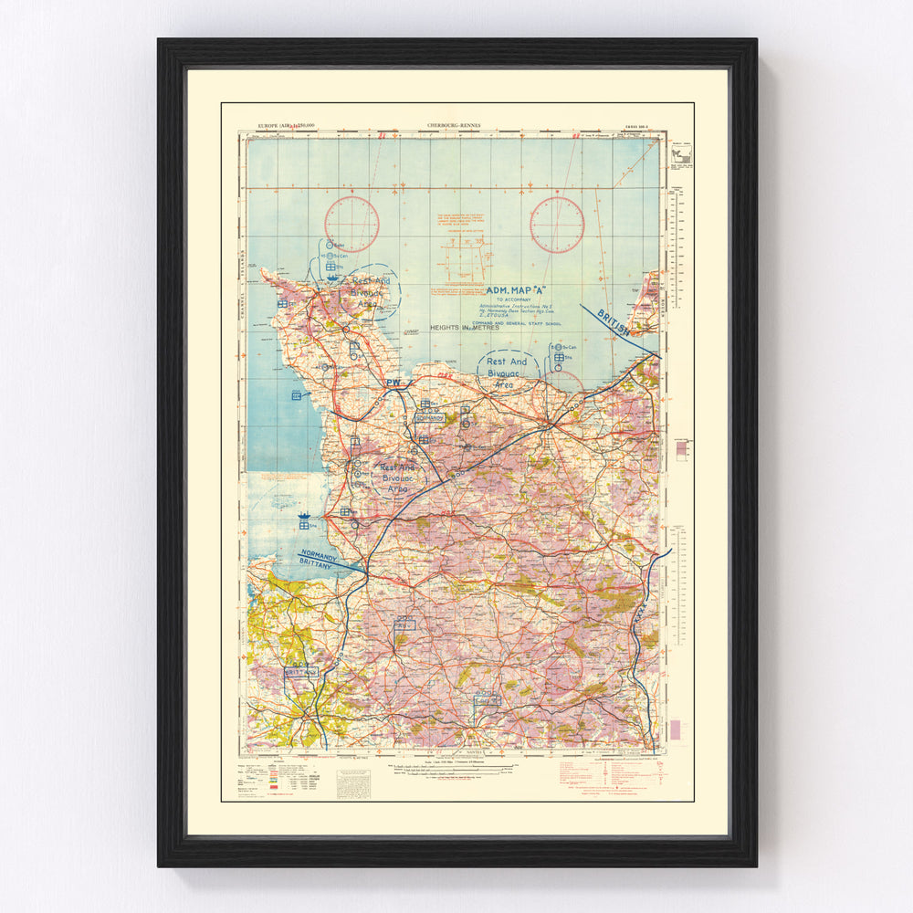 France Vintage Map 1944
