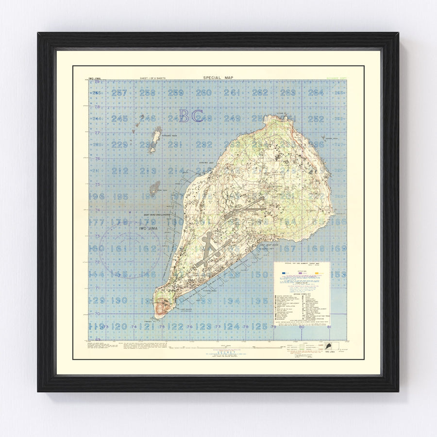 Vintage Iwo Jima World War II Map 1944