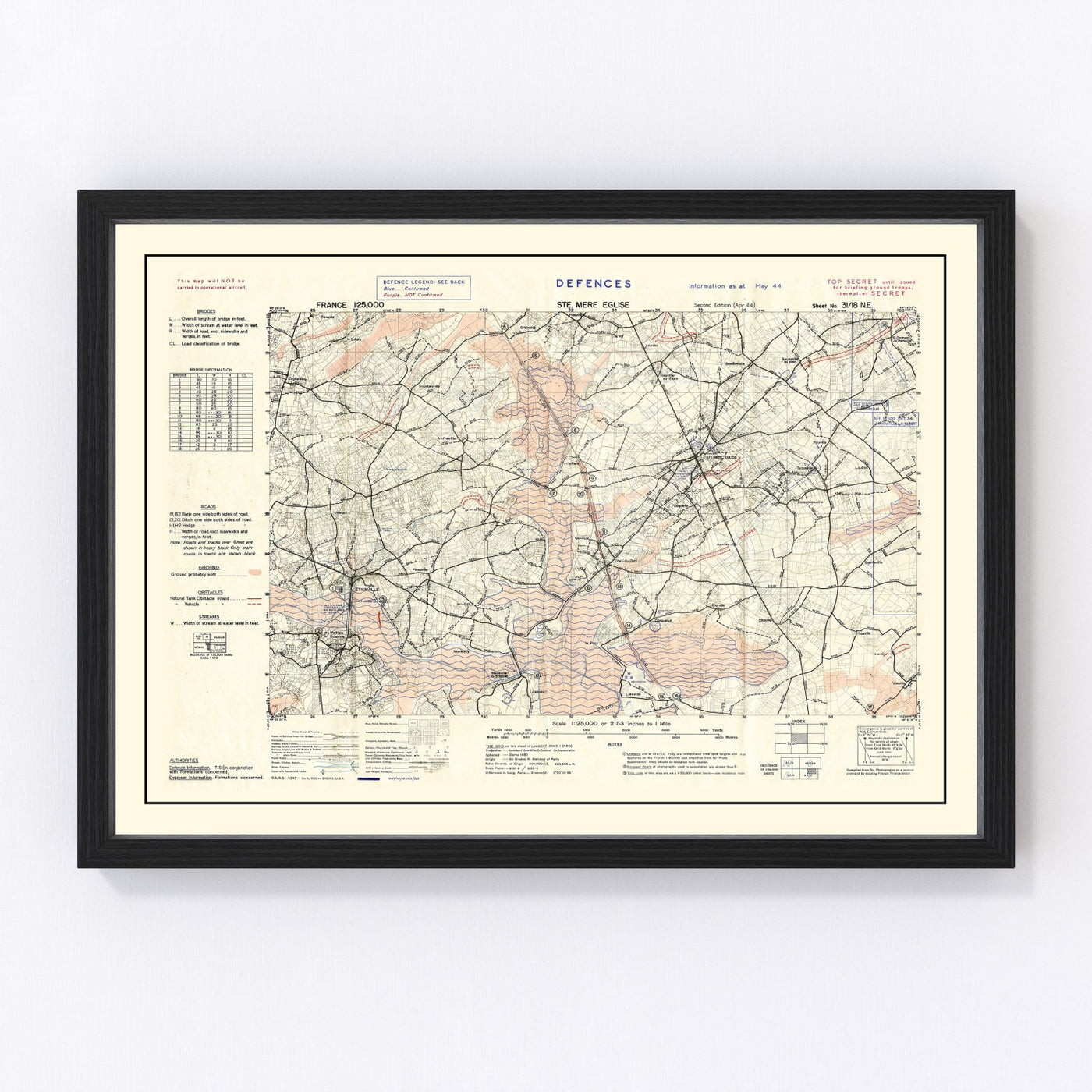 France Vintage Map 1944