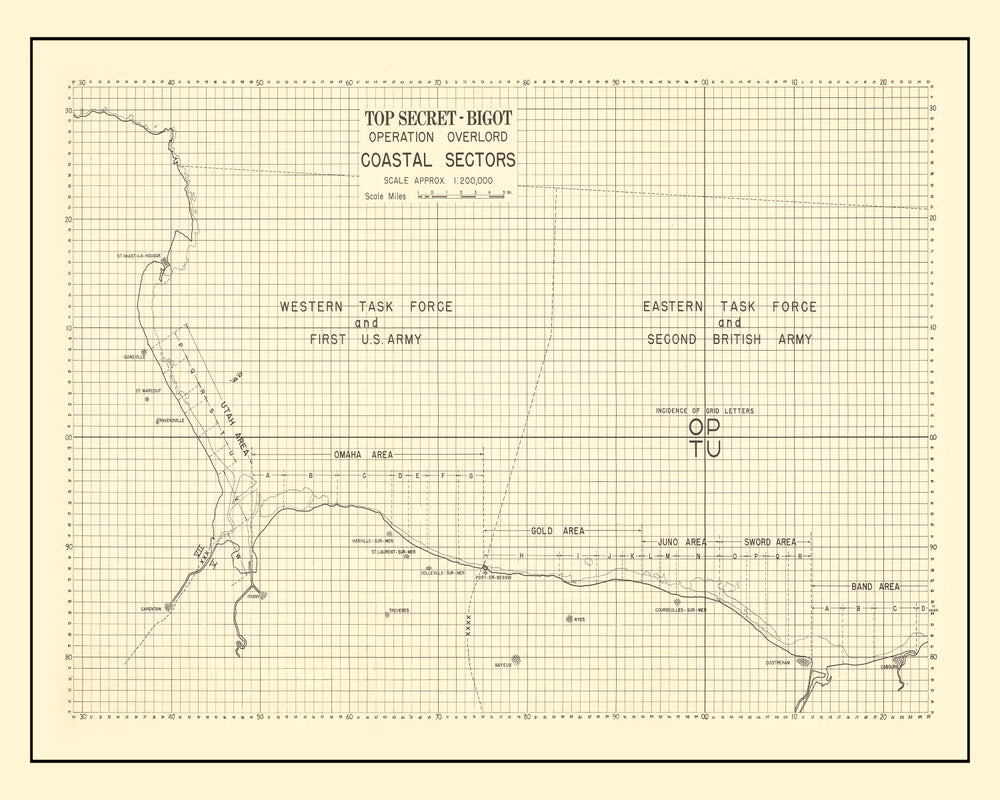 Vintage D-Day Normandy Invasion Map 1944 print style example