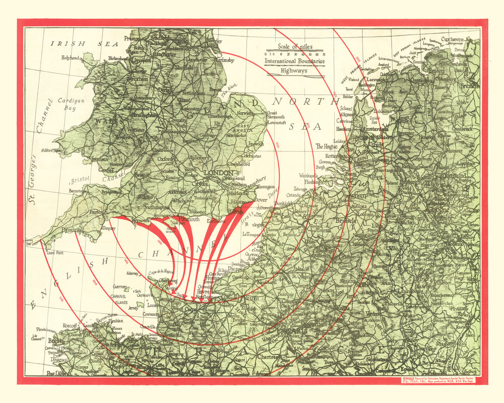 Vintage D-Day Invasion Map 1944 print style example