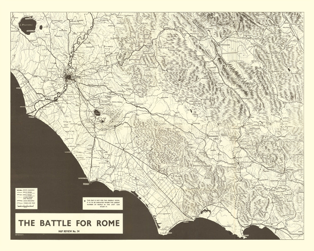 Vintage Italian Campaign World War II Map 1944 print style example