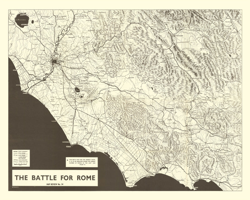 Size comparison using Vintage Italian Campaign World War II Map 1944
