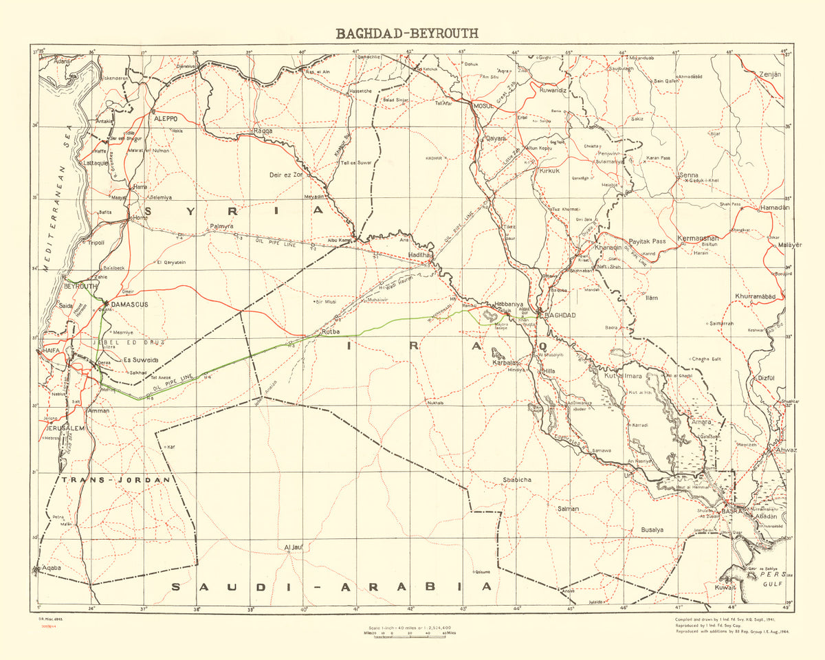 Preview of Vintage Baghdad World War II Map 1944