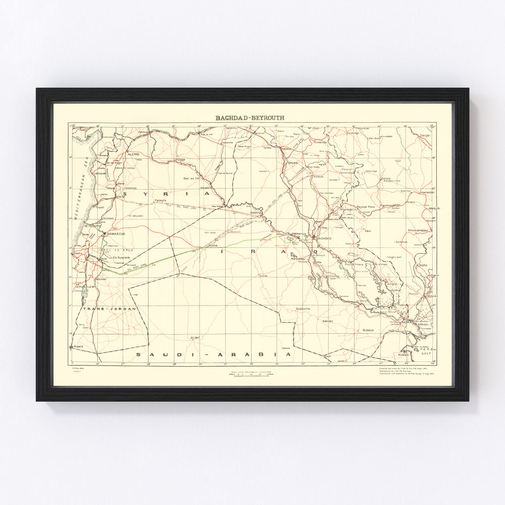 Baghdad Vintage Map 1944