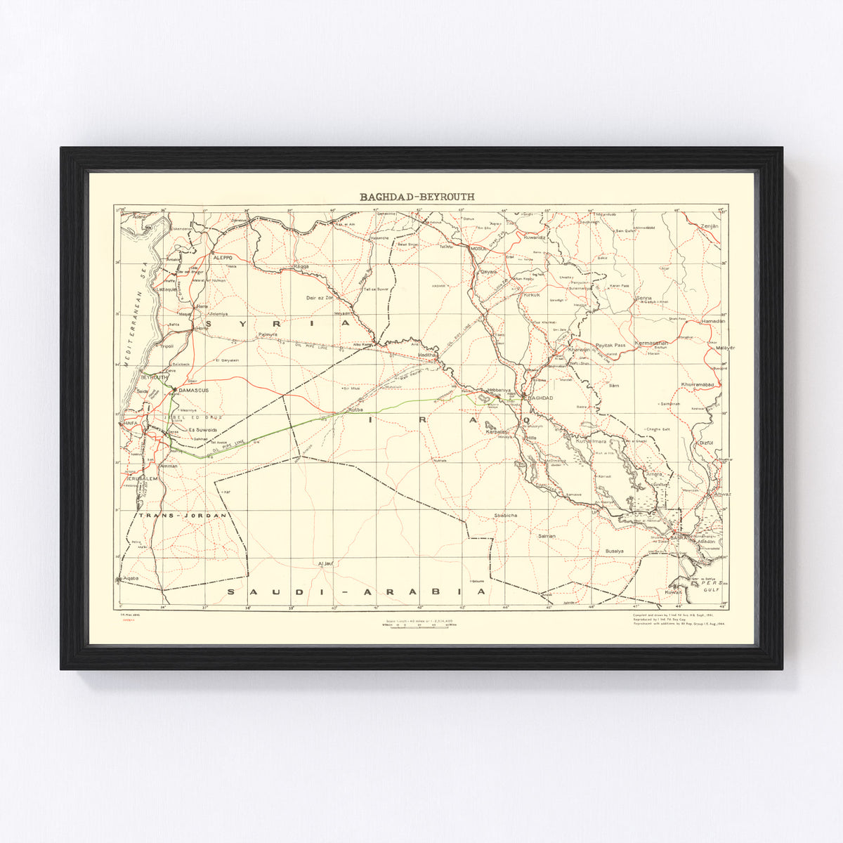 Baghdad Vintage Map 1944