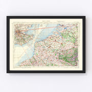 Strait of Dover Vintage Map 1944