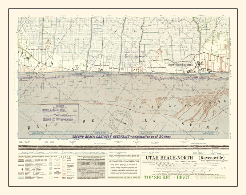Size comparison using Vintage Utah Beach D-Day Map 1944
