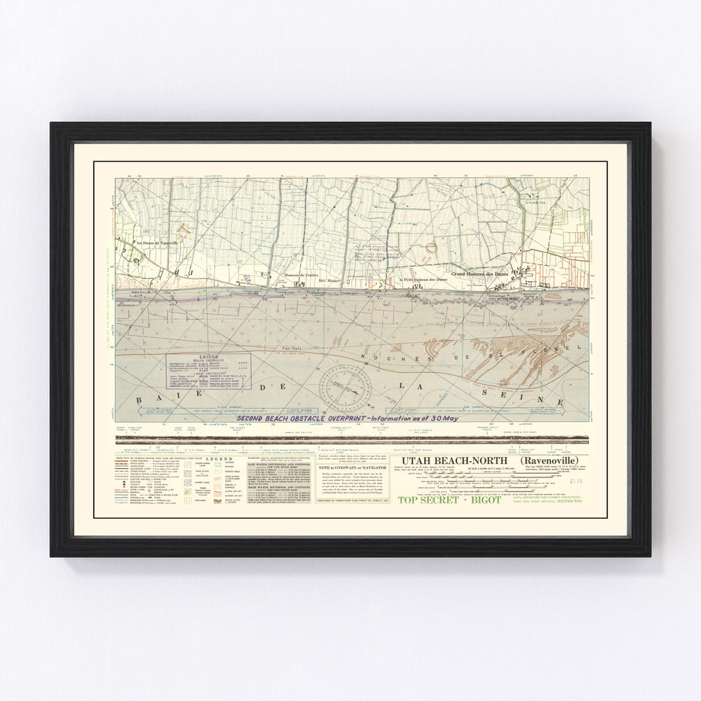 Utah Beach Vintage Map 1944