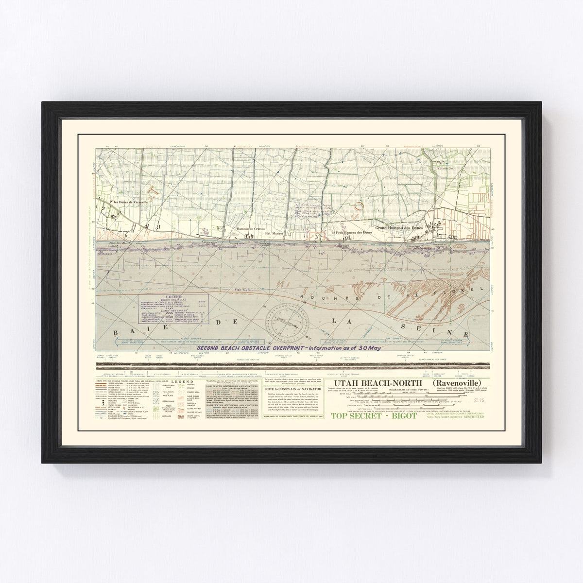 Utah Beach Vintage Map 1944