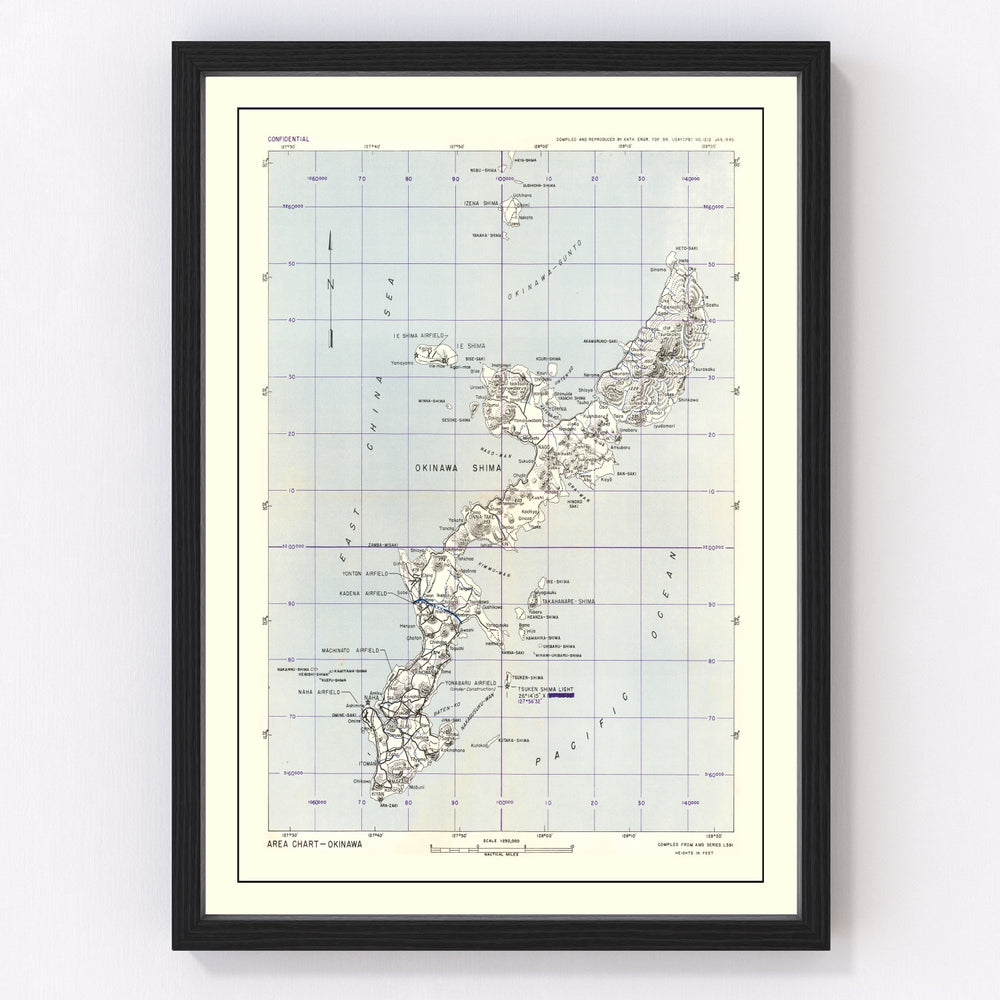 Okinawa Vintage Map 1945