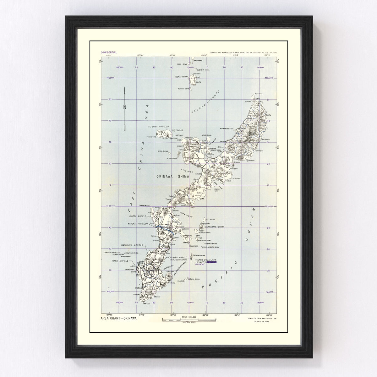 Okinawa Vintage Map 1945