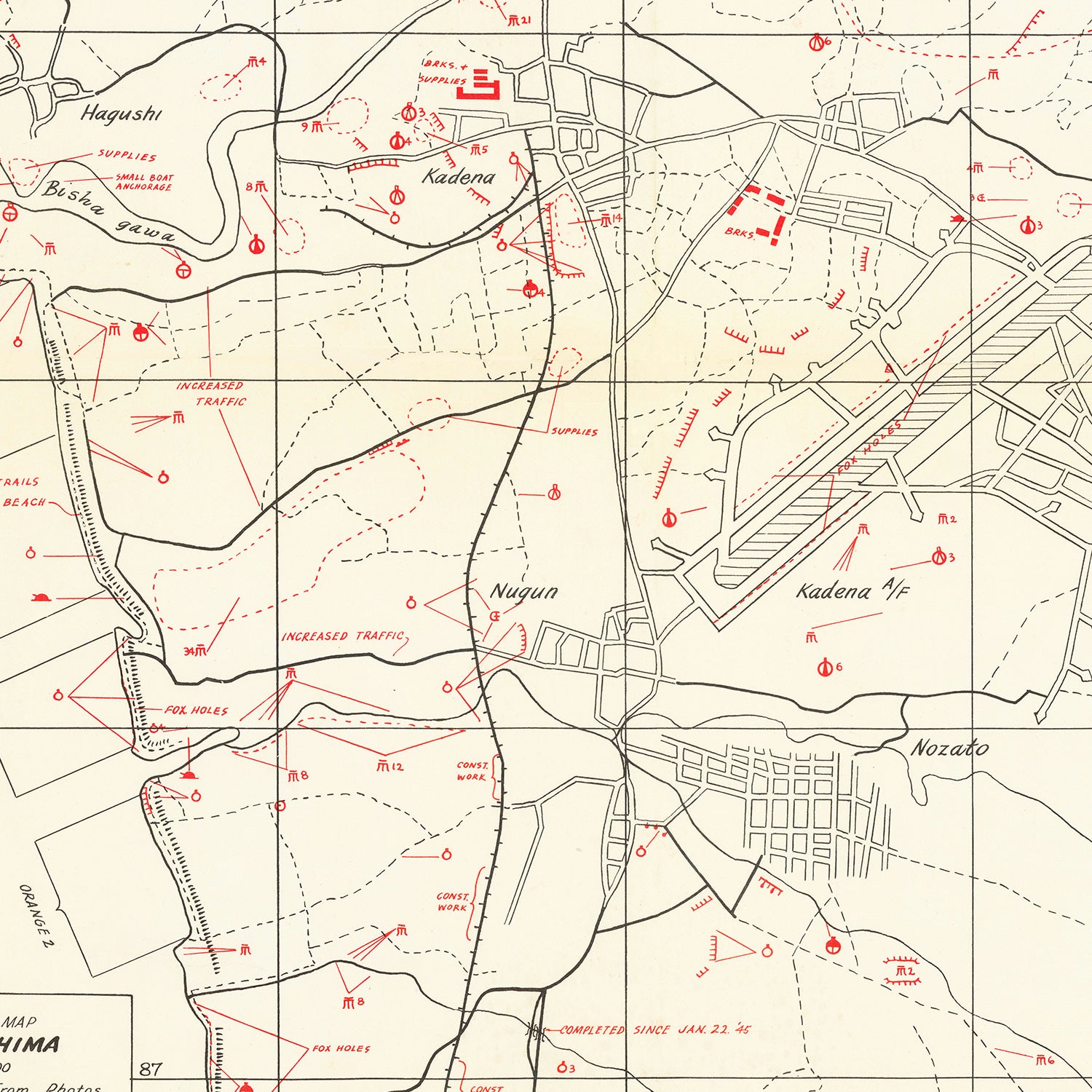 Restored historic details from the 1945 region map of County
