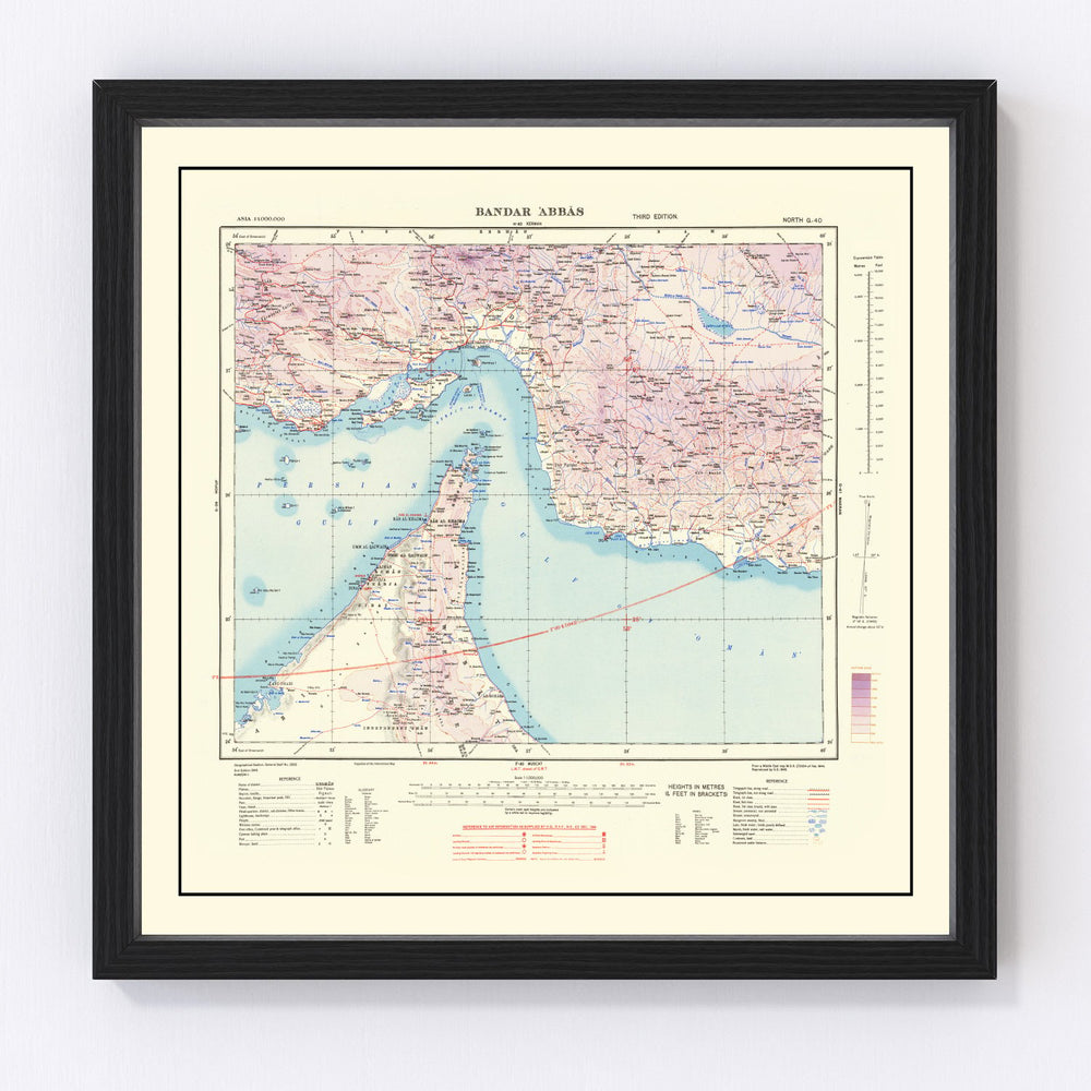 Strait of Hormuz Vintage Map 1945