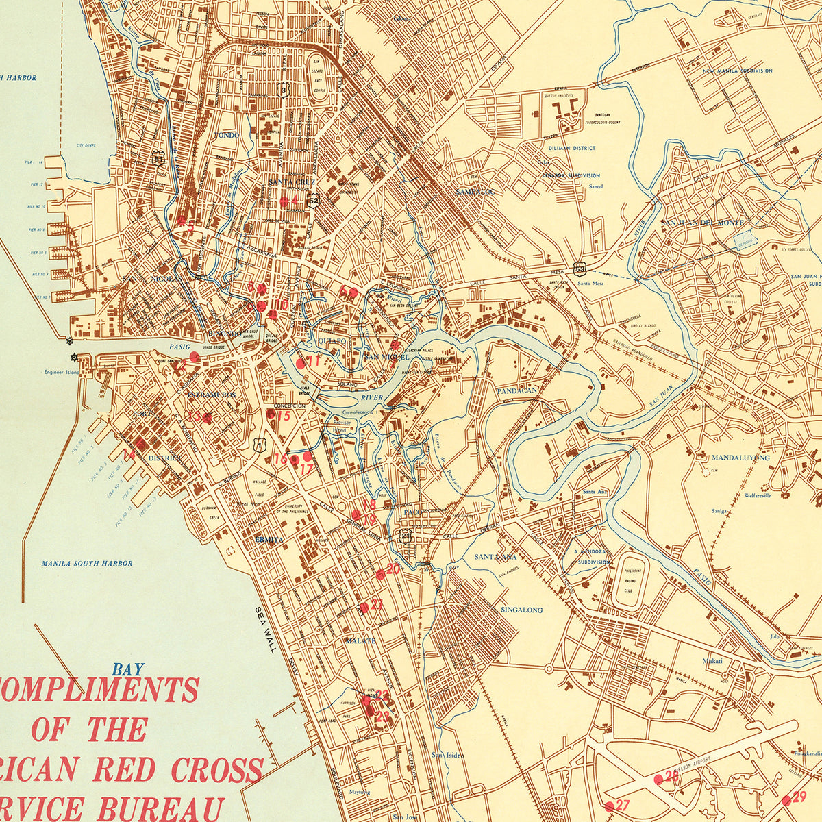Restored historic details from the 1945 city map of Manila