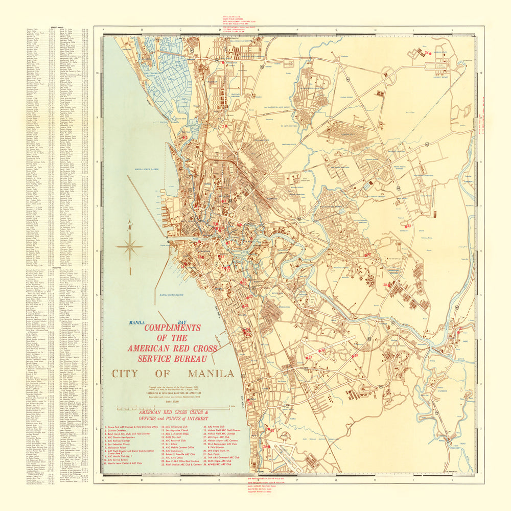 Vintage Map of Manila, Philippines 1945 print style example