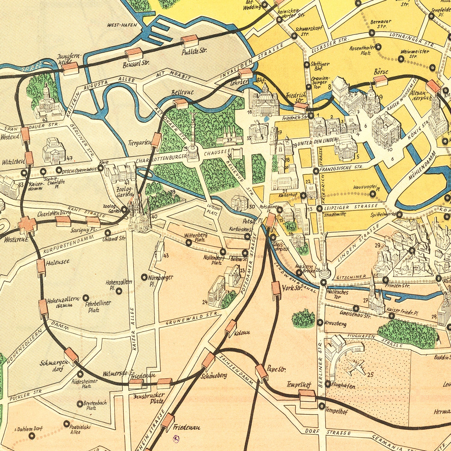 Restored historic details from the 1945 city map of Berlin